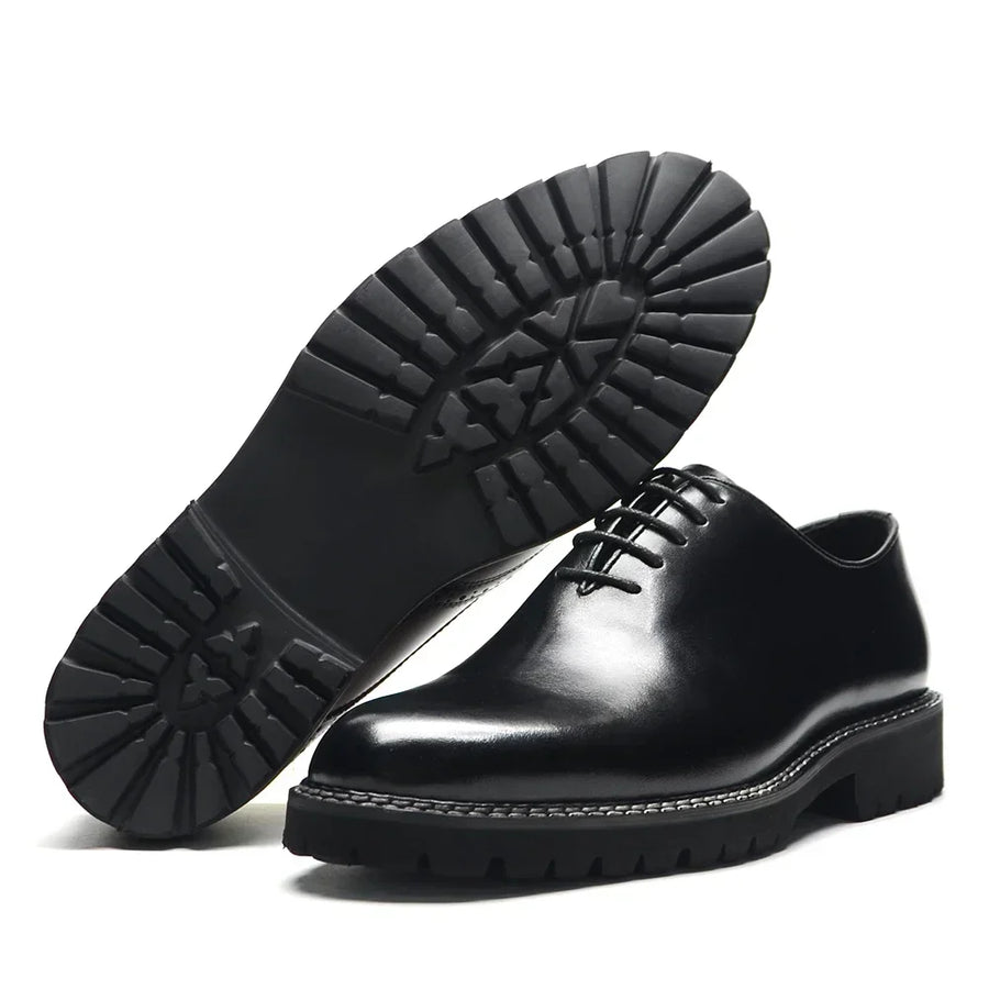 Stylish Men's Oxford - Genuine Leather Sneakers in Black, High Quality for Office, Business and Social Occasions