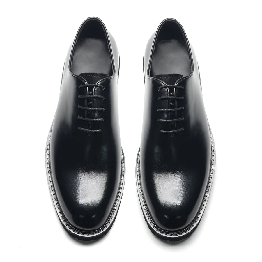 Stylish Men's Oxford - Genuine Leather Sneakers in Black, High Quality for Office, Business and Social Occasions