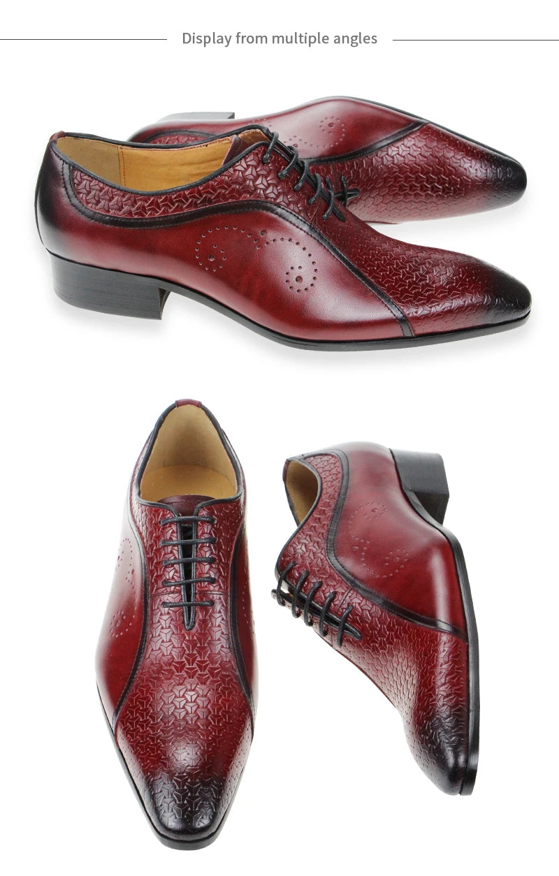 YOUYAZHUBU Men's Genuine Leather Oxford Shoes - Elegant and Breathable for Office, Wedding and Formal Occasions