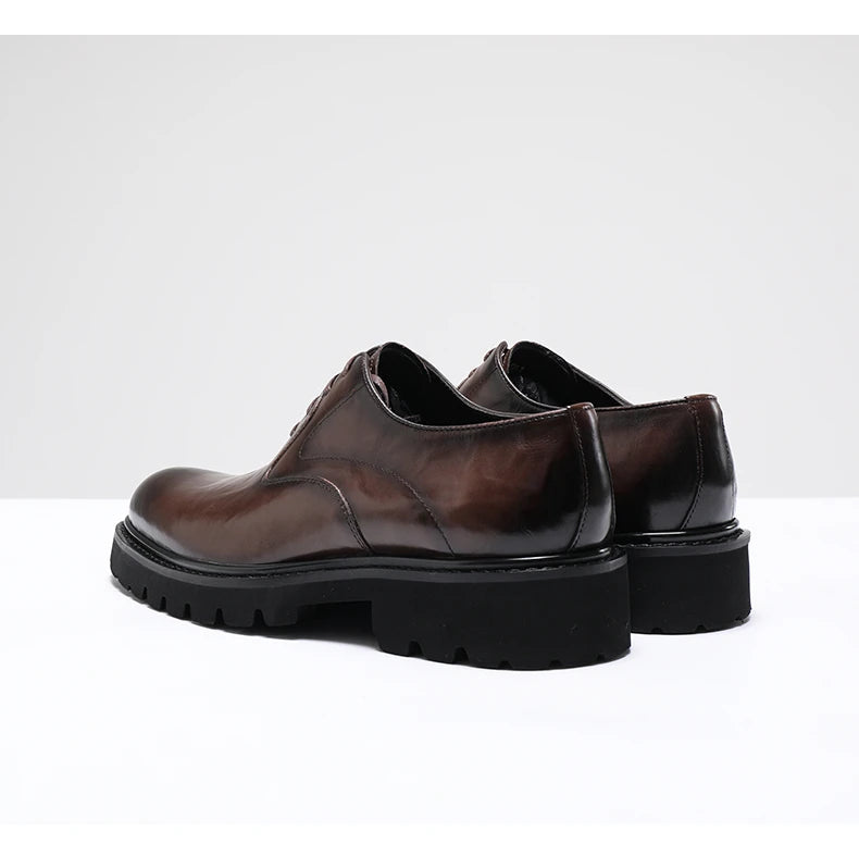 Men's Spring & Autumn Shoes - Genuine Leather Oxford Shoes with Thick Sole, Business & Casual Elegance