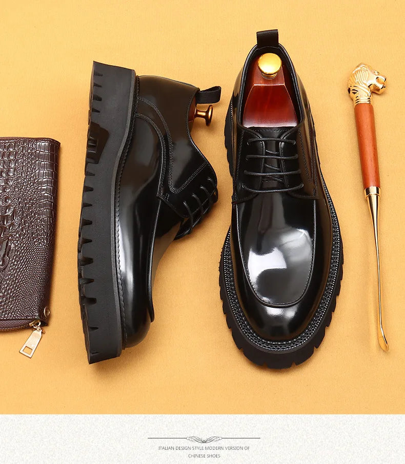 ASTON M. JAZZ – Men's Genuine Leather Oxford Shoes, Italian