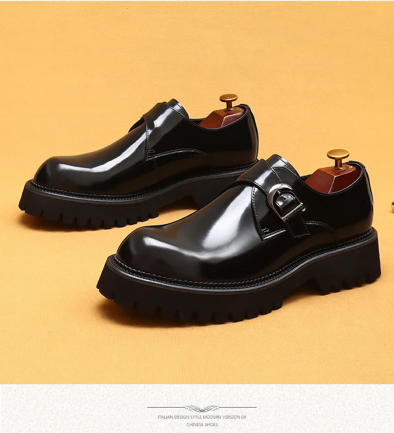Men's Oxford & Derby - British Genuine Leather Shoes, Thick Sole, Elegant Business & Casual
