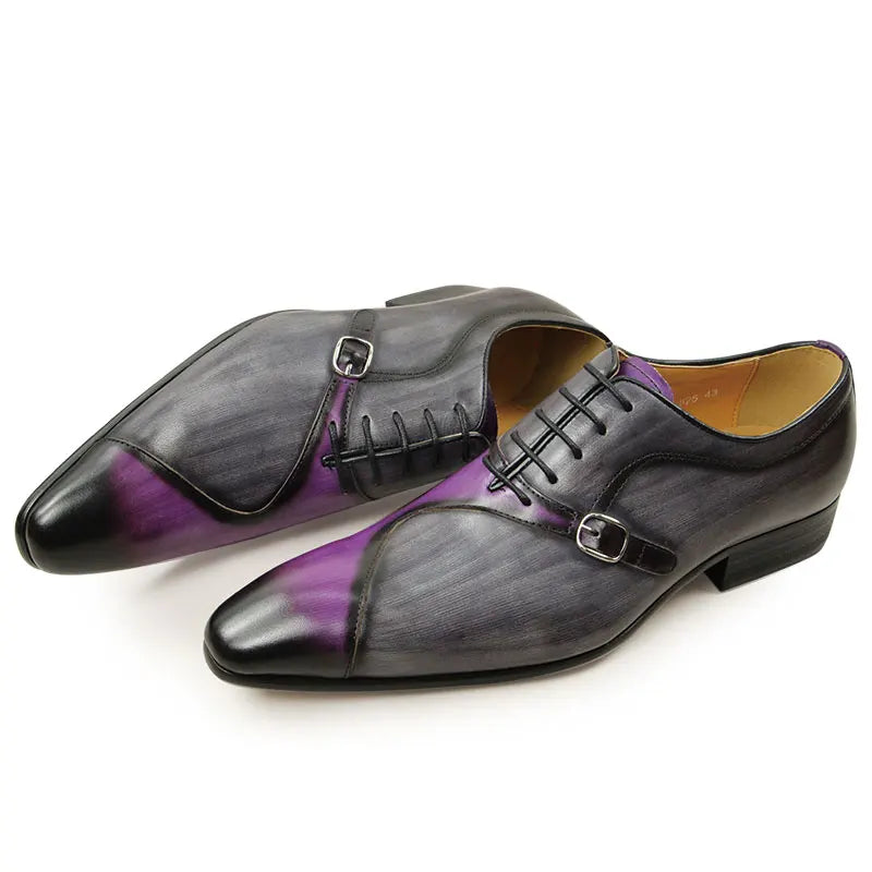 YAOLIDA Men's Shoes - Genuine Leather Oxford with Side Buckle