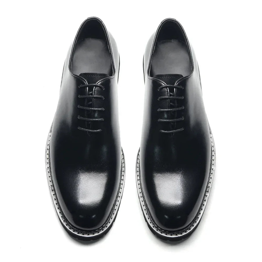 Stylish Men's Oxford - Genuine Leather Sneakers in Black, High Quality for Office, Business and Social Occasions