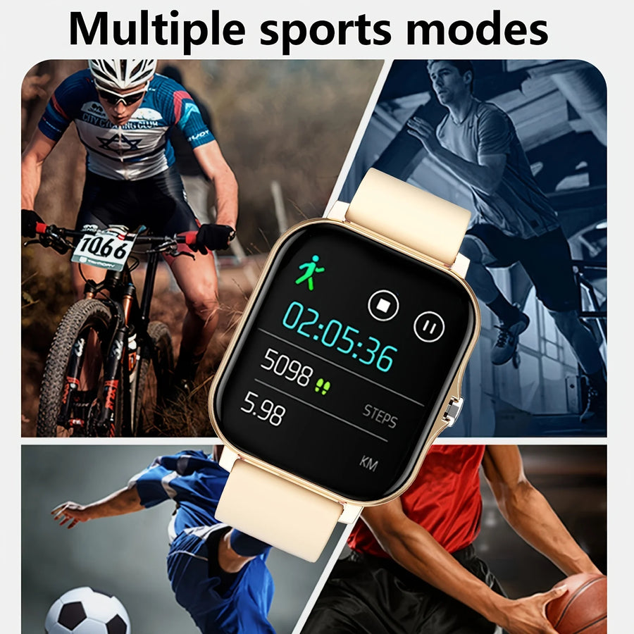 Montre connectée unisexe – Appels sans fil, notifications d’applications multiples, smartwatch sportive compatible iPhone et Android