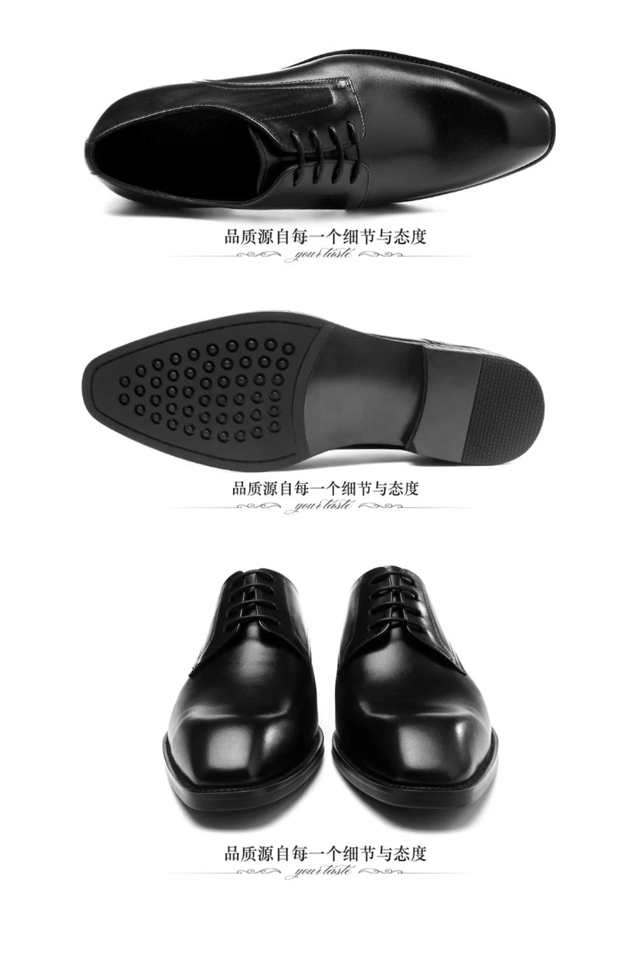 Italian Men's Dress Shoes - Luxury Genuine Leather Handmade Square Toe Lace Up Business & Evening Shoes