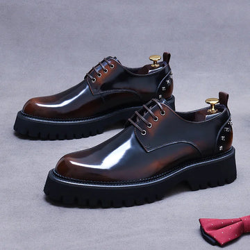 YETTIES Derby Classique – Chaussures Homme en Cuir Véritable