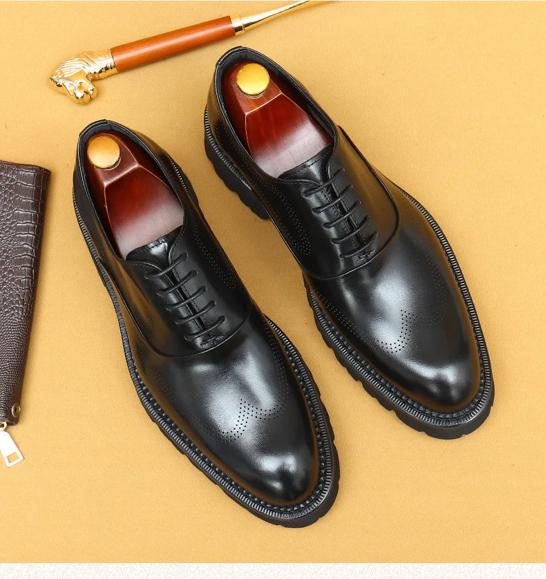 Oxford Classico – Men's Genuine Leather Shoes 4 cm British Elegance