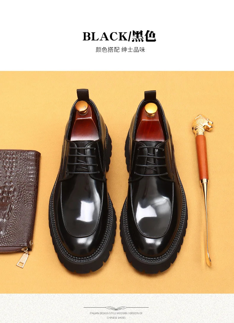 ASTON M. JAZZ – Men's Genuine Leather Oxford Shoes, Italian