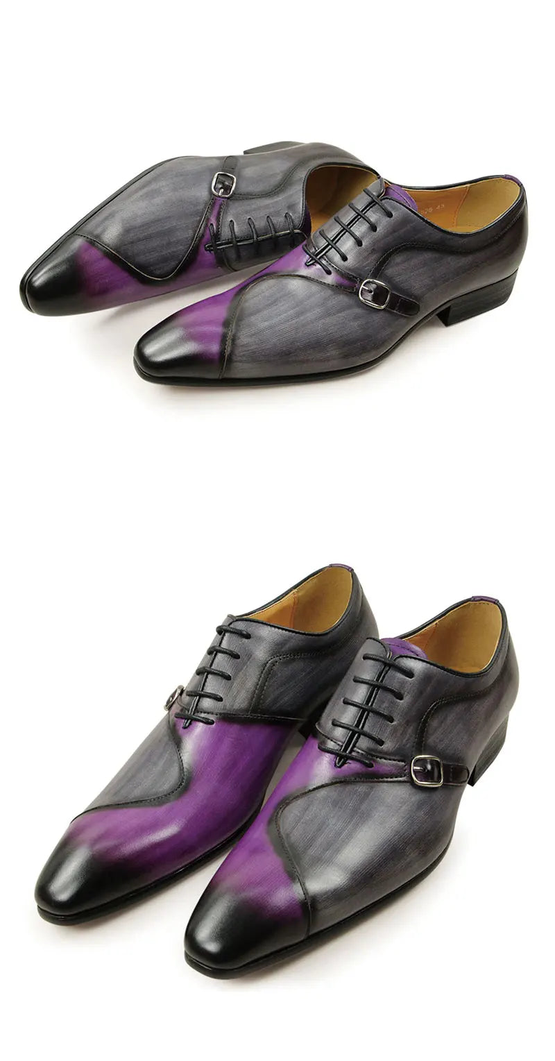 YAOLIDA Men's Shoes - Genuine Leather Oxford with Side Buckle