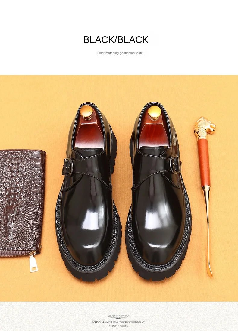 Men's Oxford & Derby - British Genuine Leather Shoes, Thick Sole, Elegant Business & Casual