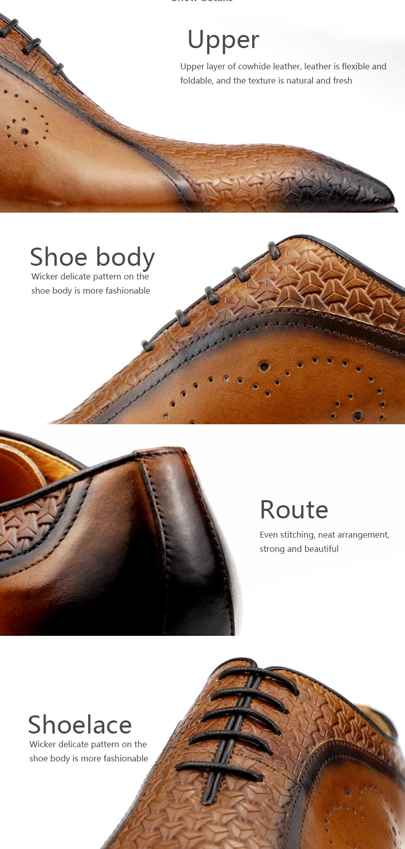 YOUYAZHUBU Men's Genuine Leather Oxford Shoes - Elegant and Breathable for Office, Wedding and Formal Occasions