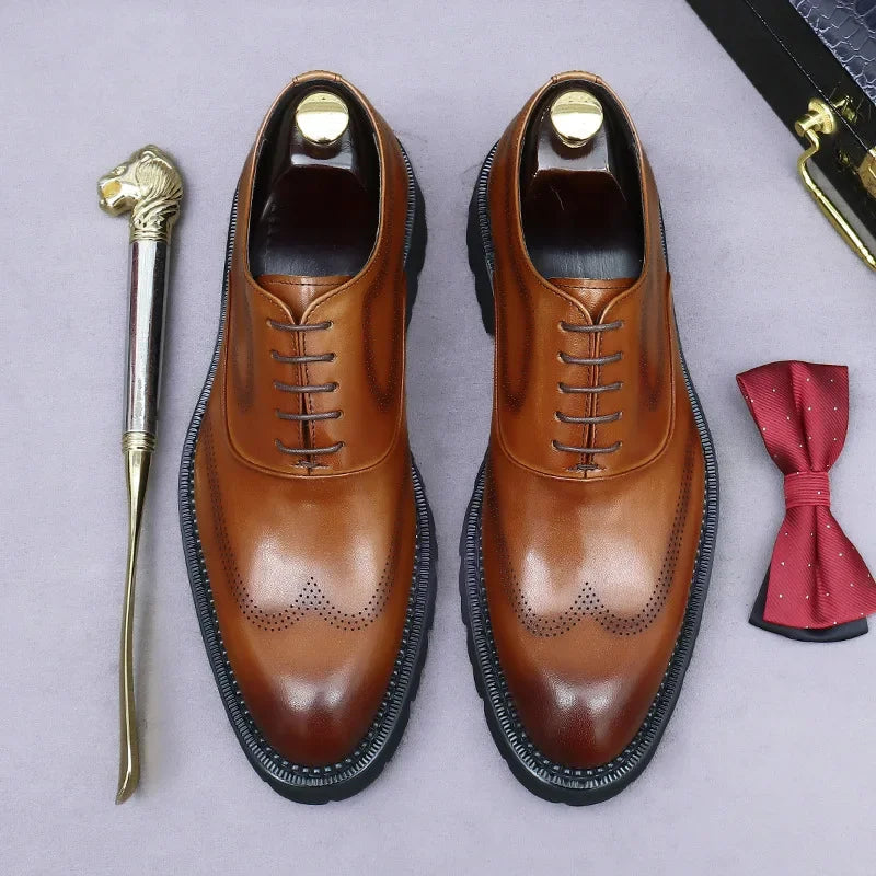 Oxford Classico – Men's Genuine Leather Shoes 4 cm British Elegance