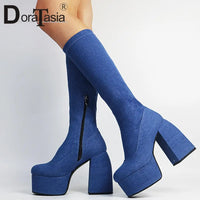 Bottes sexy femme – Grande taille 35-48, talon bloc et solide