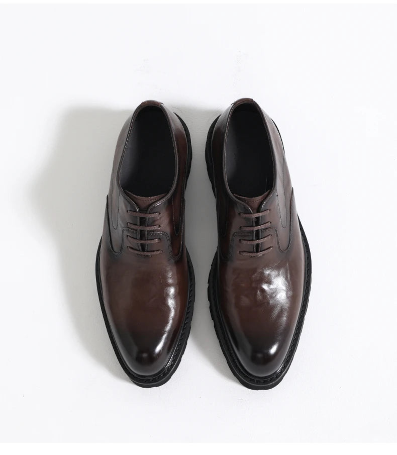 Men's Spring & Autumn Shoes - Genuine Leather Oxford Shoes with Thick Sole, Business & Casual Elegance
