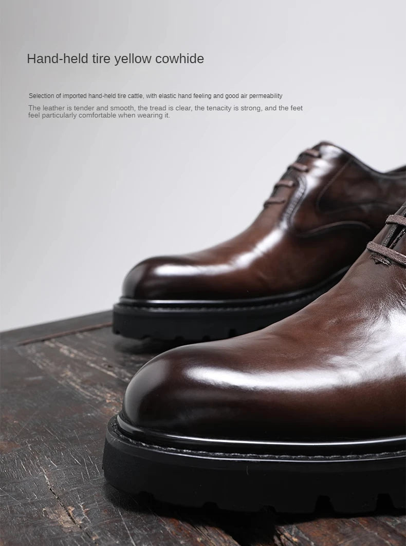 Men's Spring & Autumn Shoes - Genuine Leather Oxford Shoes with Thick Sole, Business & Casual Elegance