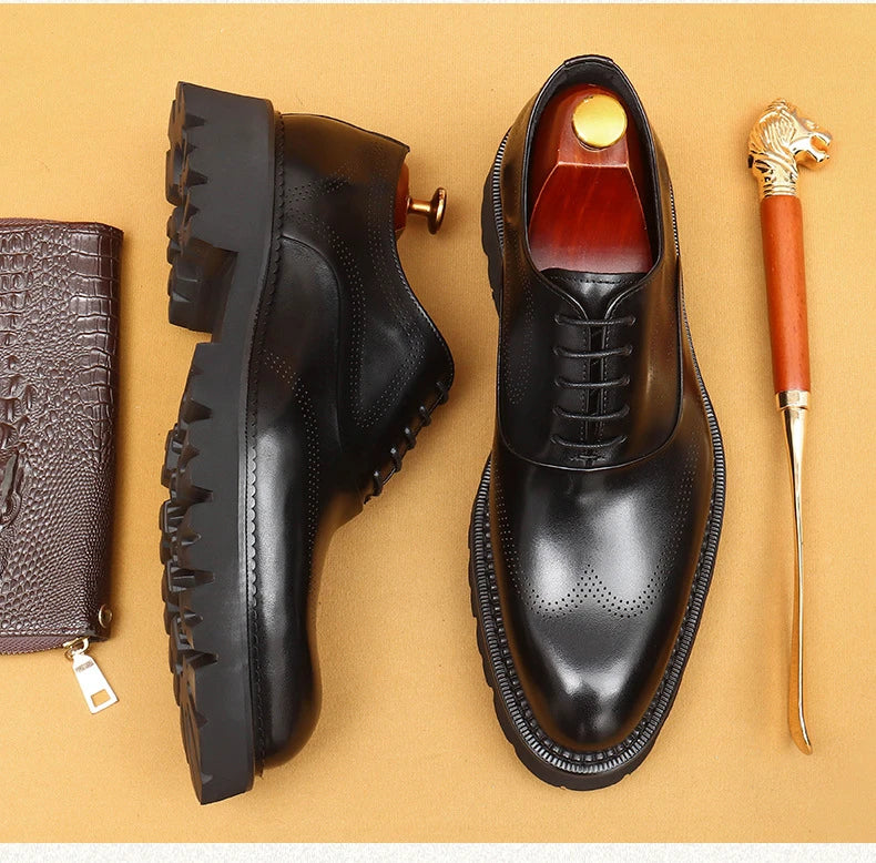 Oxford Classico – Men's Genuine Leather Shoes 4 cm British Elegance