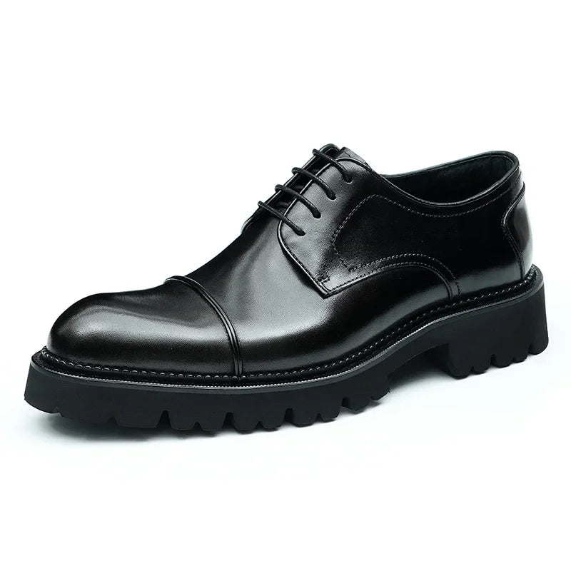 XXCZDOU, Retro Men's Shoes 2025 – Luxury Genuine Leather, Handmade, Elegant British Style, Comfortable Platform – Ideal for Wedding & Evening