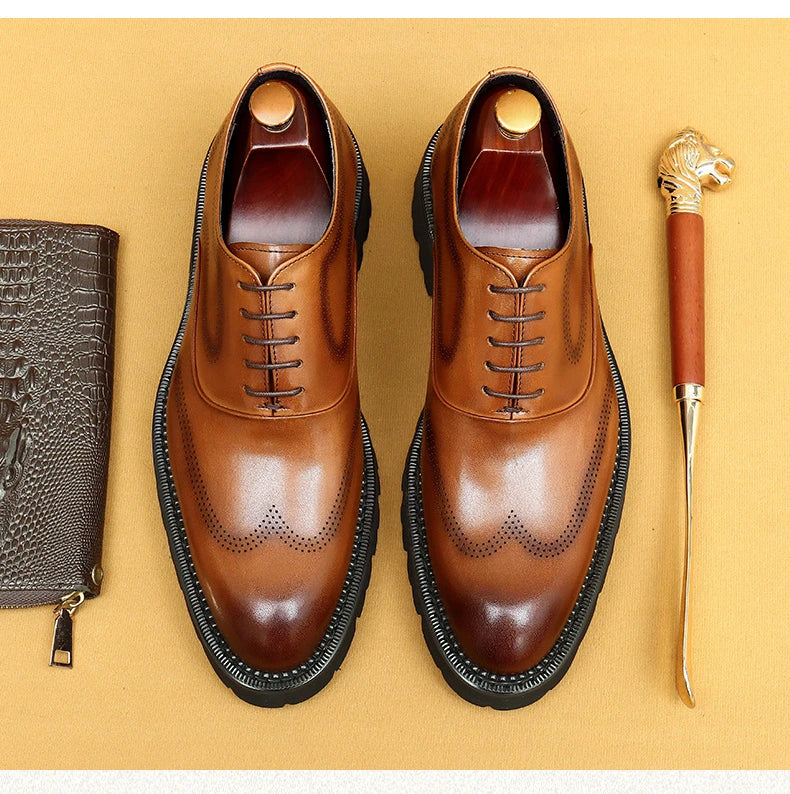 Oxford Classico – Men's Genuine Leather Shoes 4 cm British Elegance
