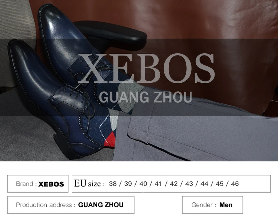 Men's Elegant Genuine Leather Oxford Shoes - Elevator Heel, Round Toe, Office & Casual Style