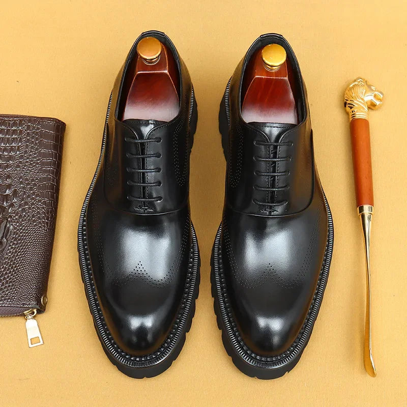 Oxford Classico – Men's Genuine Leather Shoes 4 cm British Elegance