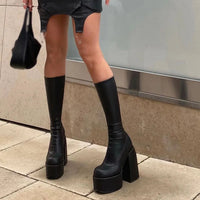 Bottes sexy femme – Grande taille 35-48, talon bloc et solide