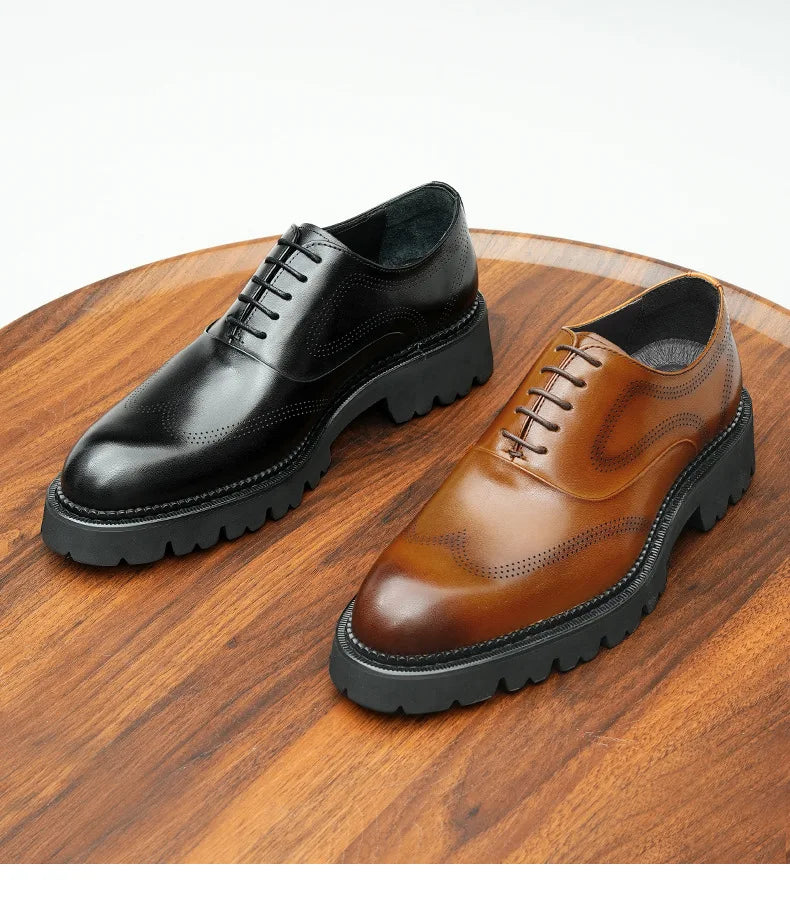 Oxford Classico – Men's Genuine Leather Shoes 4 cm British Elegance