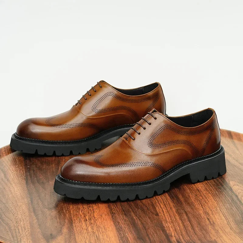 Oxford Classico – Men's Genuine Leather Shoes 4 cm British Elegance