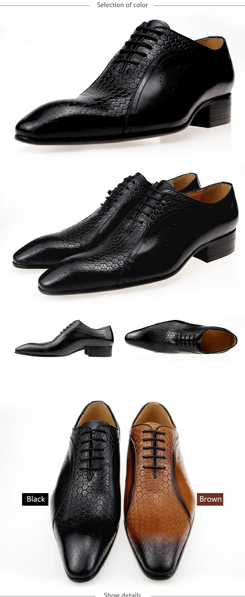 YOUYAZHUBU Men's Genuine Leather Oxford Shoes - Elegant and Breathable for Office, Wedding and Formal Occasions
