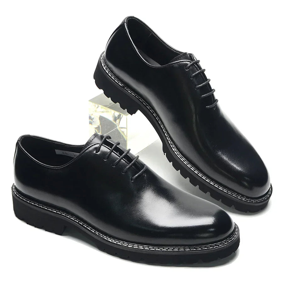 Stylish Men's Oxford - Genuine Leather Sneakers in Black, High Quality for Office, Business and Social Occasions