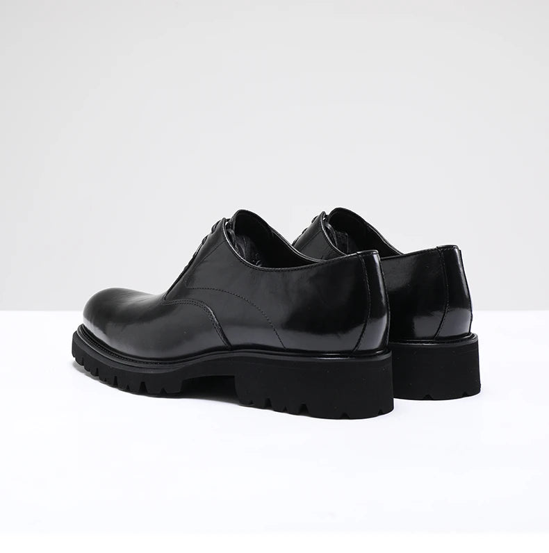 Men's Spring & Autumn Shoes - Genuine Leather Oxford Shoes with Thick Sole, Business & Casual Elegance