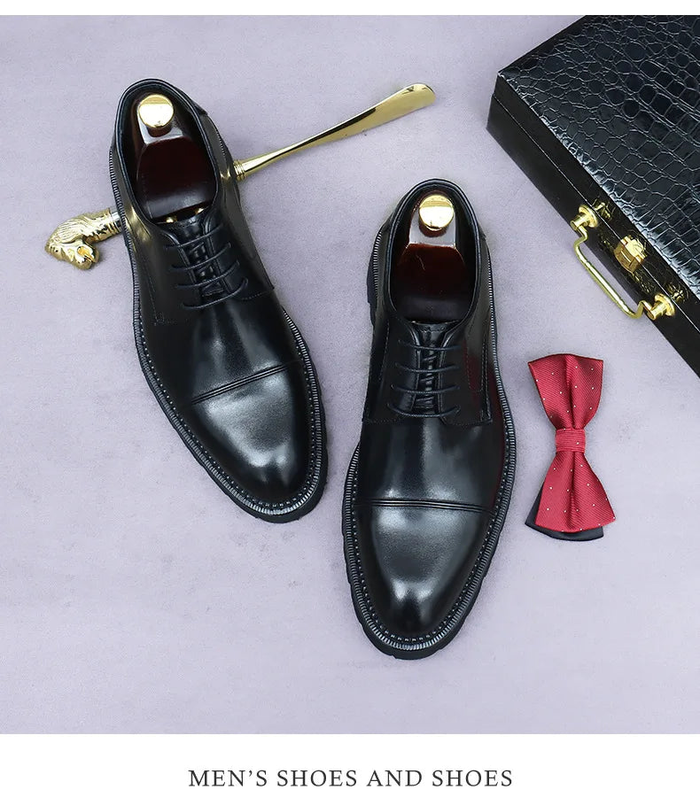 XXCZDOU, Retro Men's Shoes 2025 – Luxury Genuine Leather, Handmade, Elegant British Style, Comfortable Platform – Ideal for Wedding & Evening