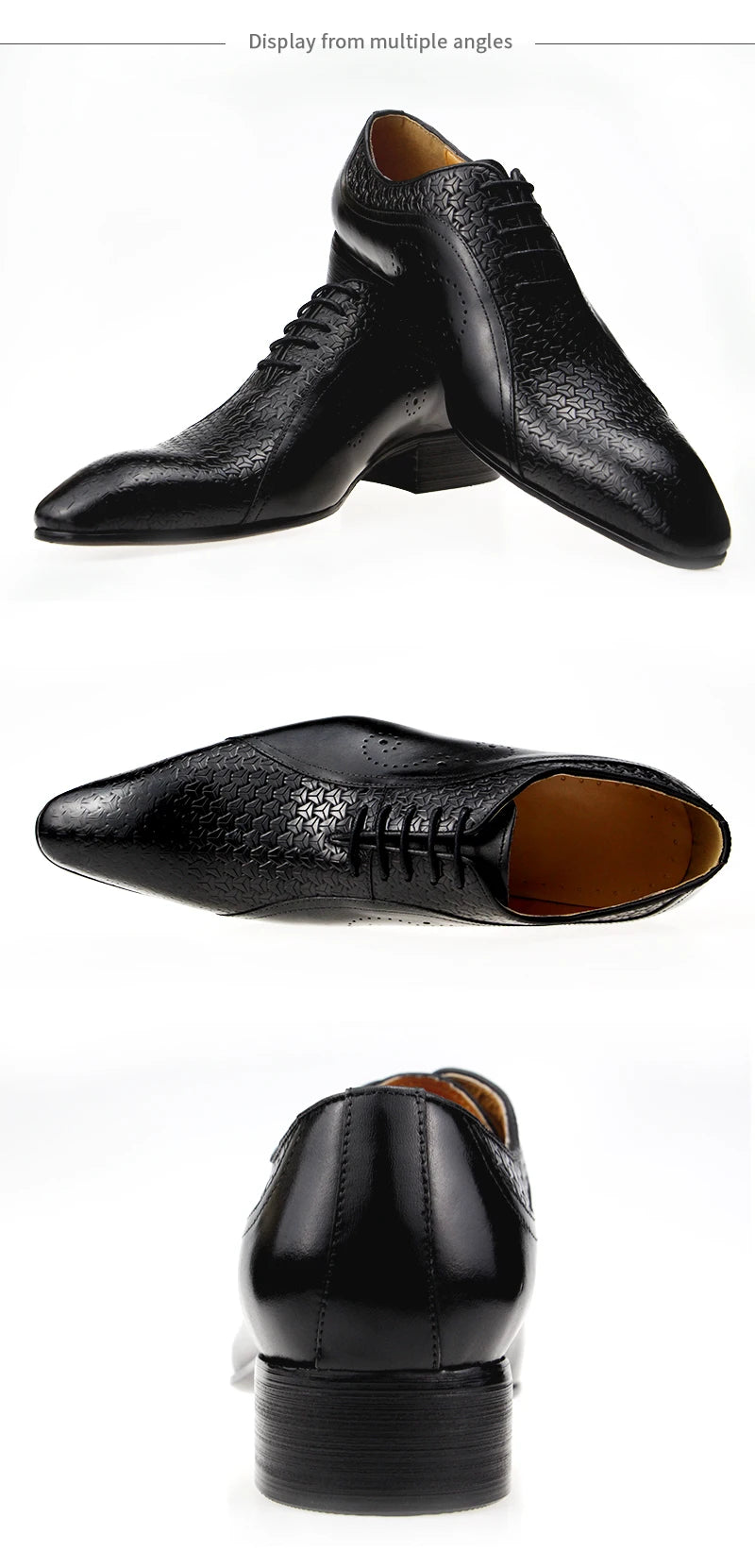 YOUYAZHUBU Men's Genuine Leather Oxford Shoes - Elegant and Breathable for Office, Wedding and Formal Occasions