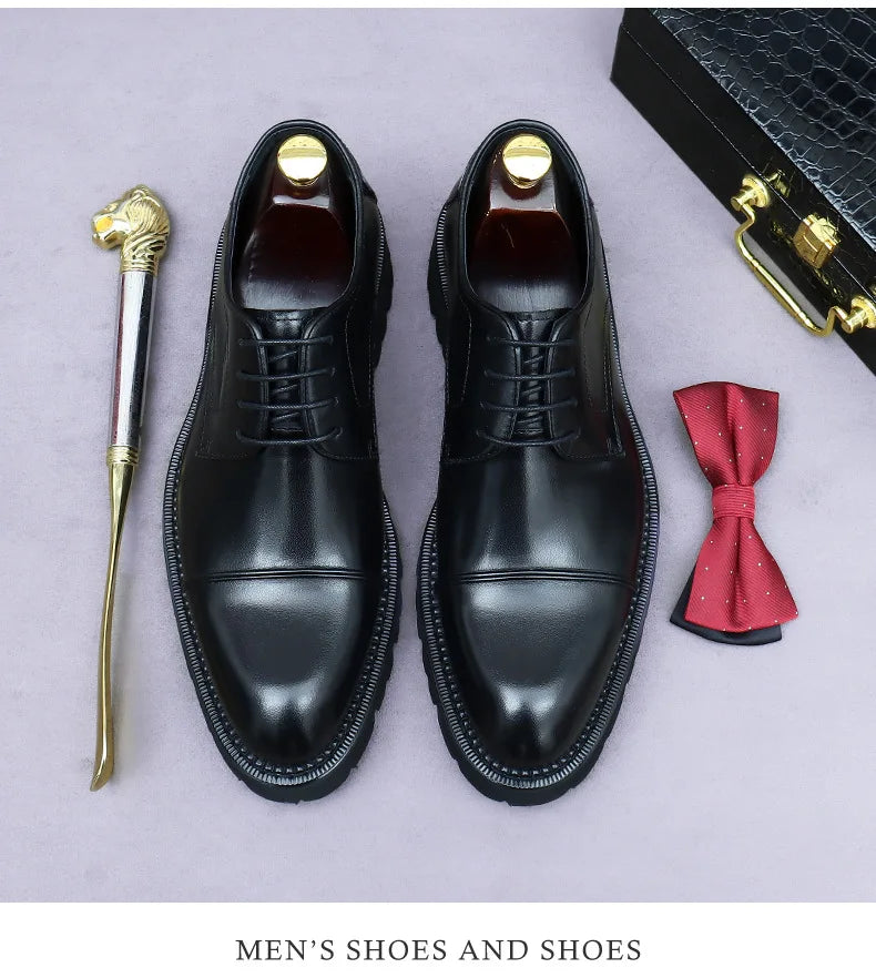 XXCZDOU, Retro Men's Shoes 2025 – Luxury Genuine Leather, Handmade, Elegant British Style, Comfortable Platform – Ideal for Wedding & Evening