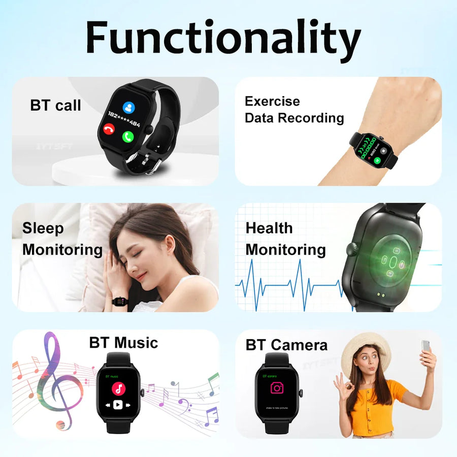 LAXASFIT™ 2.01’’ – Smartwatch Connectée Santé, Homme/Femme