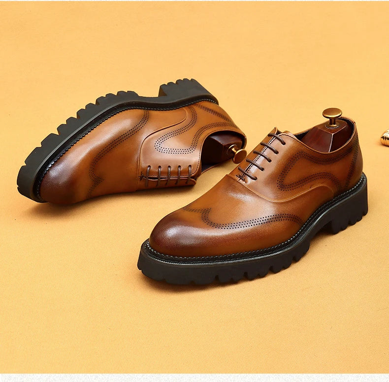 Oxford Classico – Men's Genuine Leather Shoes 4 cm British Elegance