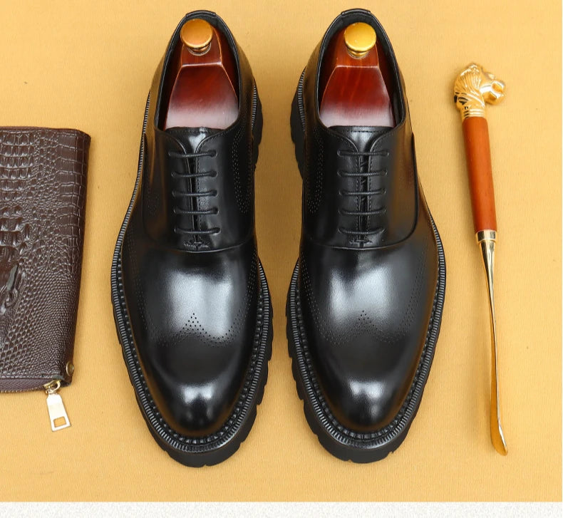 Oxford Classico – Men's Genuine Leather Shoes 4 cm British Elegance