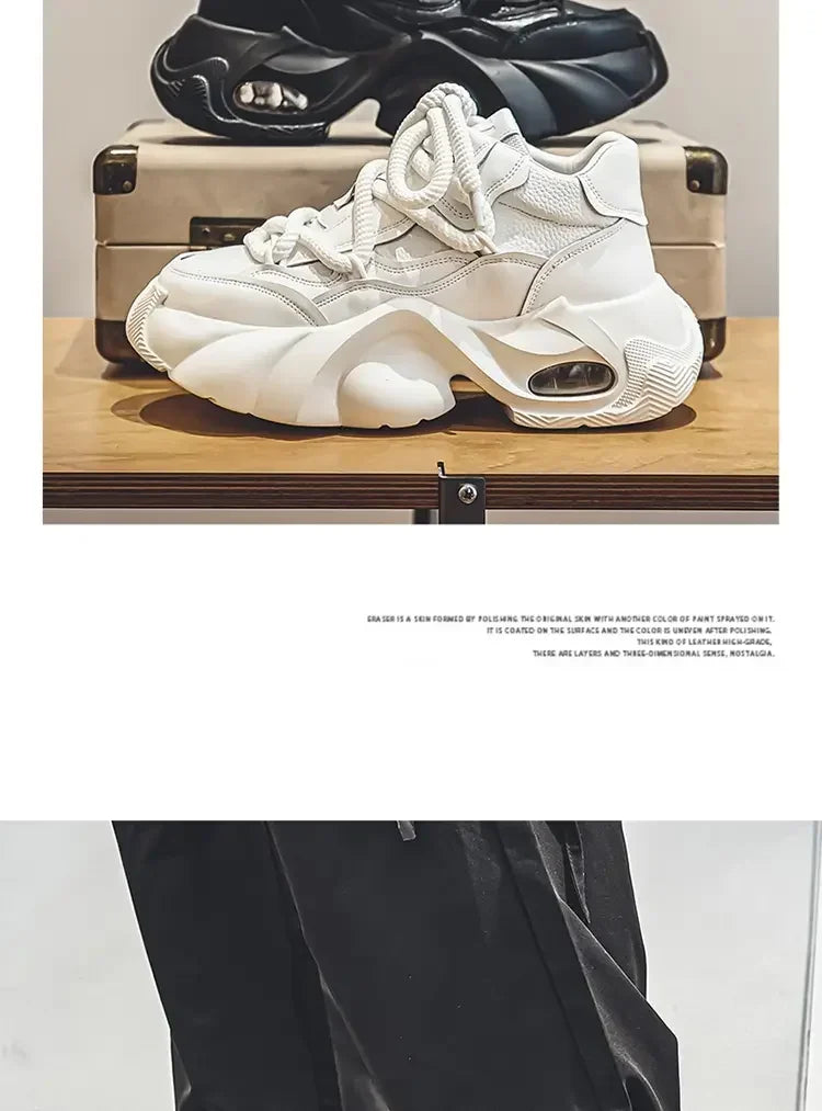 Men's Designer Style Sneakers - Comfortable Thick Sole Sneakers, Casual Fall/Winter Fashion
