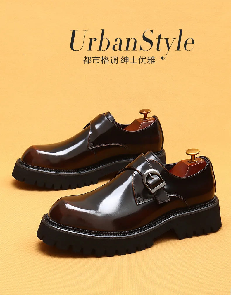 Men's Oxford & Derby - British Genuine Leather Shoes, Thick Sole, Elegant Business & Casual