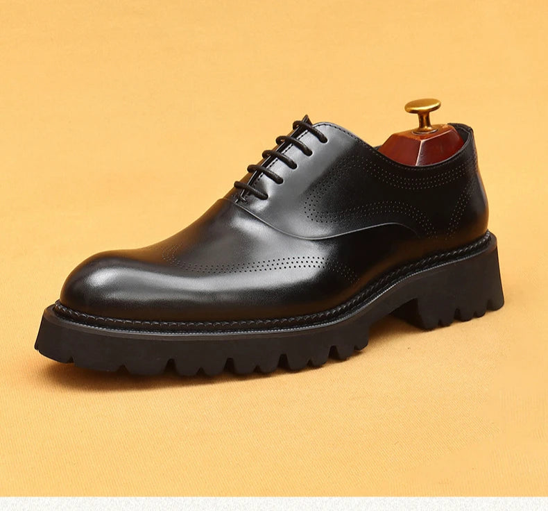 Oxford Classico – Men's Genuine Leather Shoes 4 cm British Elegance