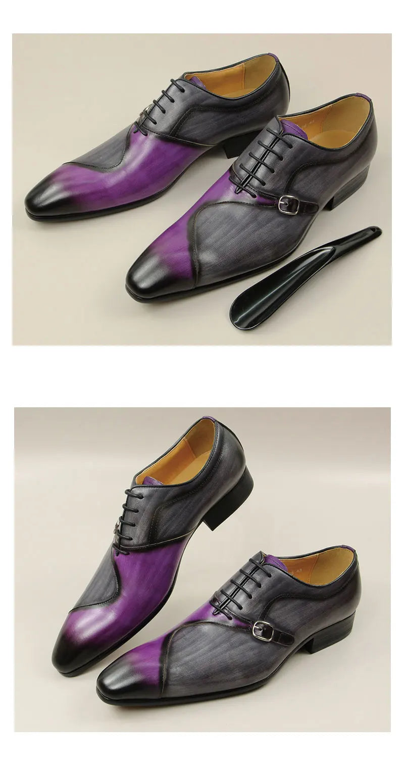YAOLIDA Men's Shoes - Genuine Leather Oxford with Side Buckle