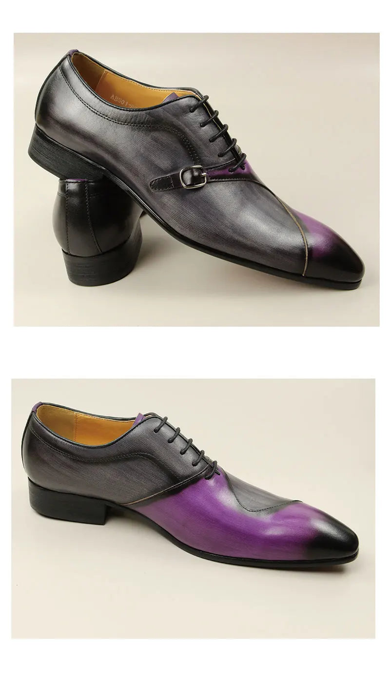 YAOLIDA Men's Shoes - Genuine Leather Oxford with Side Buckle