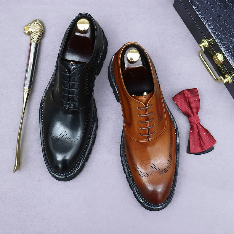 Oxford Classico – Men's Genuine Leather Shoes 4 cm British Elegance