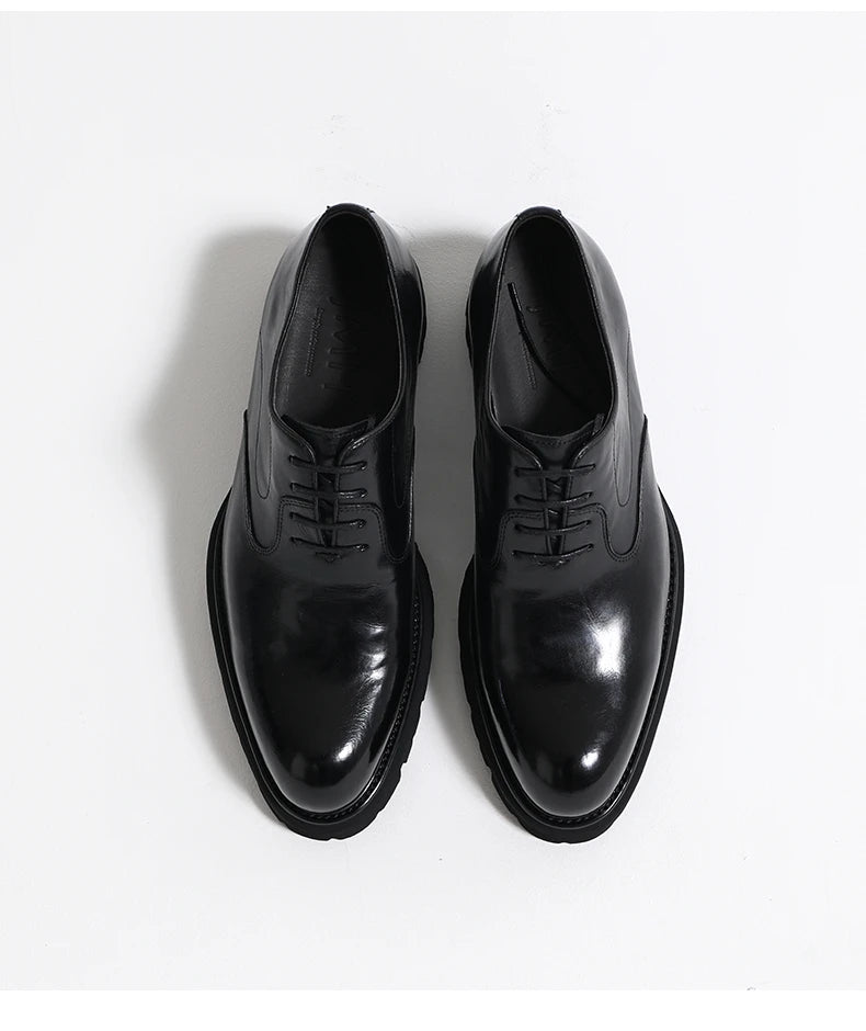 Men's Spring & Autumn Shoes - Genuine Leather Oxford Shoes with Thick Sole, Business & Casual Elegance