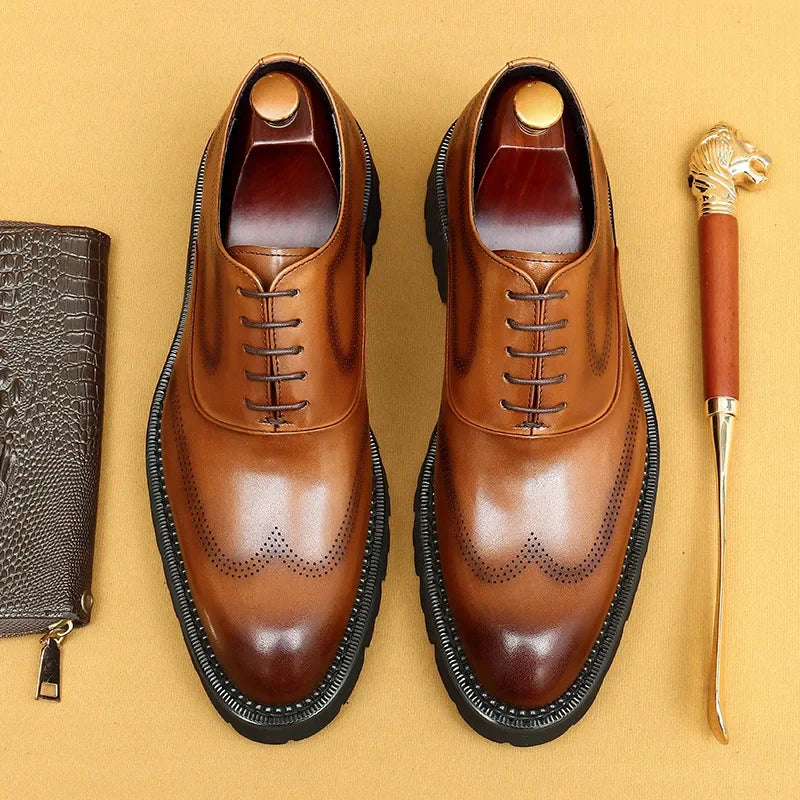 Oxford Classico – Men's Genuine Leather Shoes 4 cm British Elegance