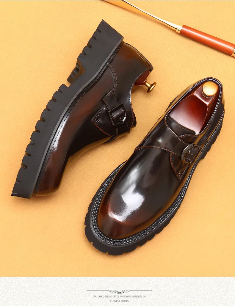 Men's Oxford & Derby - British Genuine Leather Shoes, Thick Sole, Elegant Business & Casual