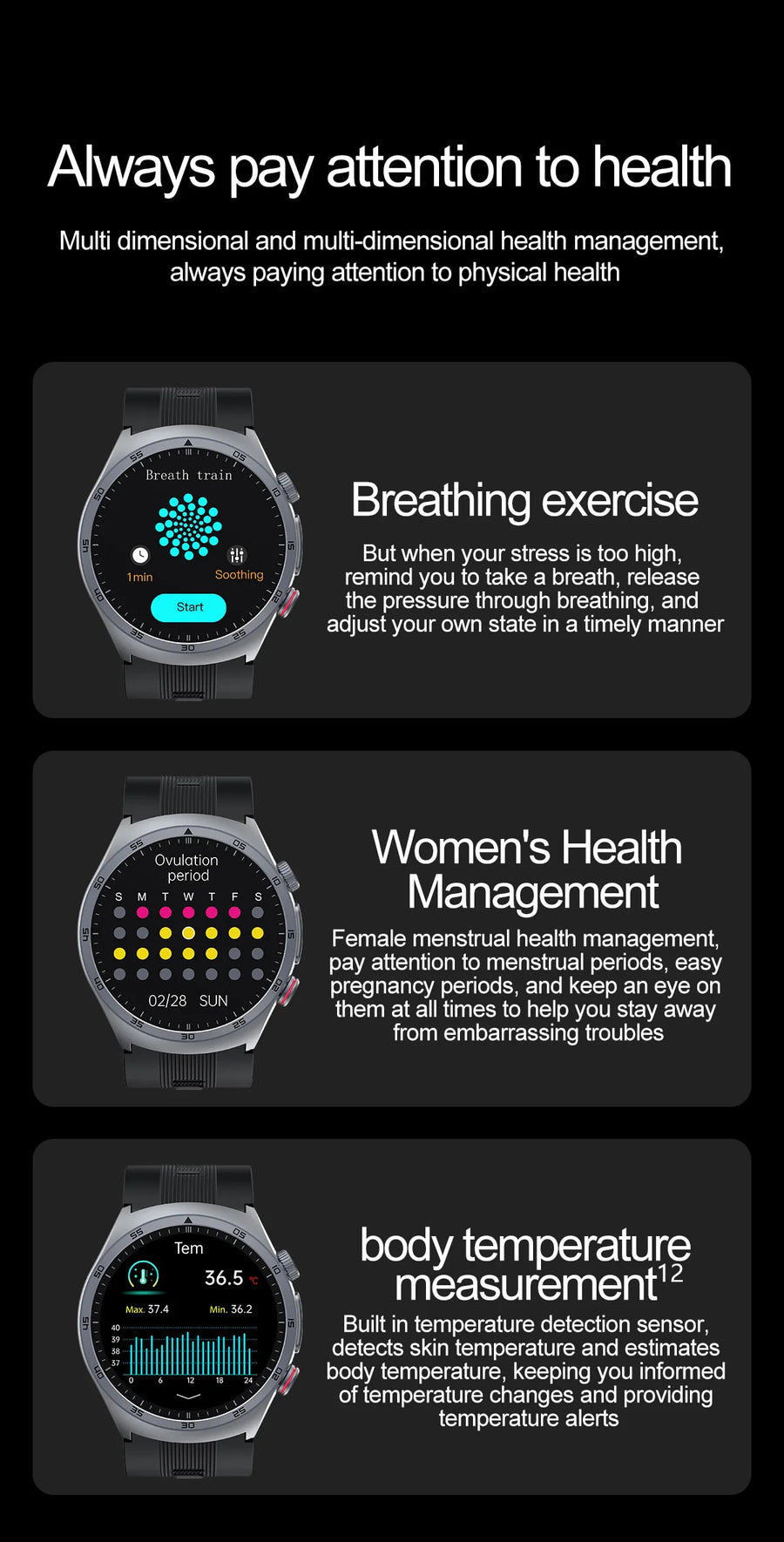 RNABAU AirCare Pro™ – 2025 Health Smartwatch with Real Blood Pressure Measurement