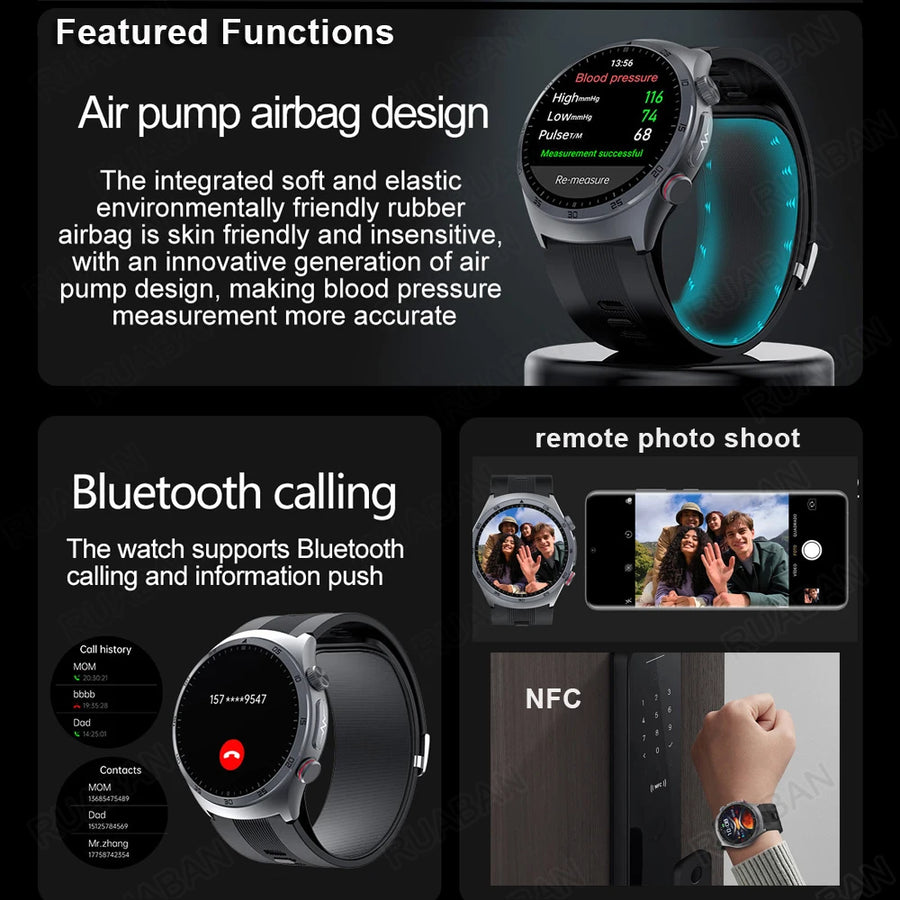 RNABAU AirCare Pro™ – 2025 Health Smartwatch with Real Blood Pressure Measurement