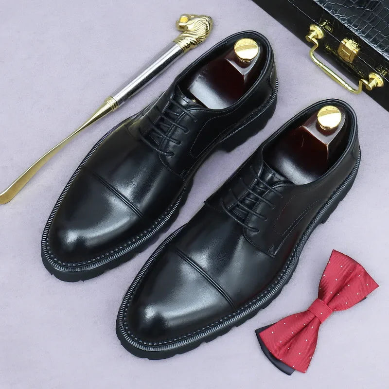 XXCZDOU, Retro Men's Shoes 2025 – Luxury Genuine Leather, Handmade, Elegant British Style, Comfortable Platform – Ideal for Wedding & Evening