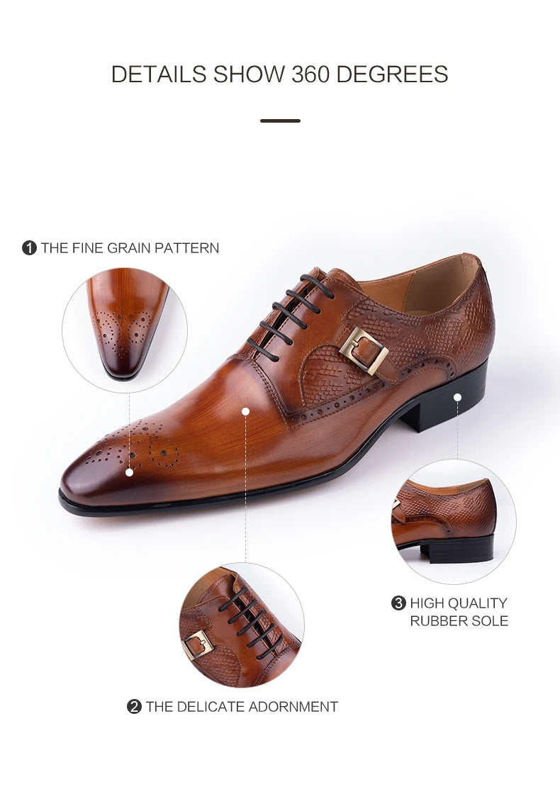 YAOLIDA Prestige Oxford – Men's Genuine Leather Wedding; Business Shoes